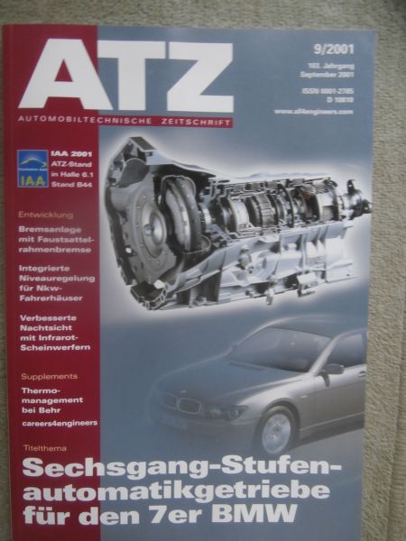 Automobil Technische Zeitschrift 9/2001 Sechsgang Stufenautomatikgetriebe für den BMW 7er E65,