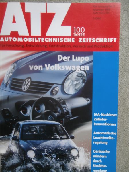 Automobiltechnische Zeitschrift 11/1998 VW Lupo,57. IAA Nutzfahrzeuge