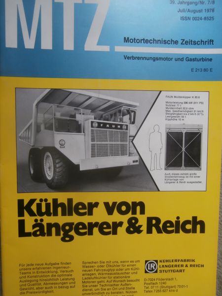 Motortechnische Zeitschrift 7+8/1978 Mercedes Benz Turbodiesel Versuchswagen C111,2.1l Dieselmotor von Ford,