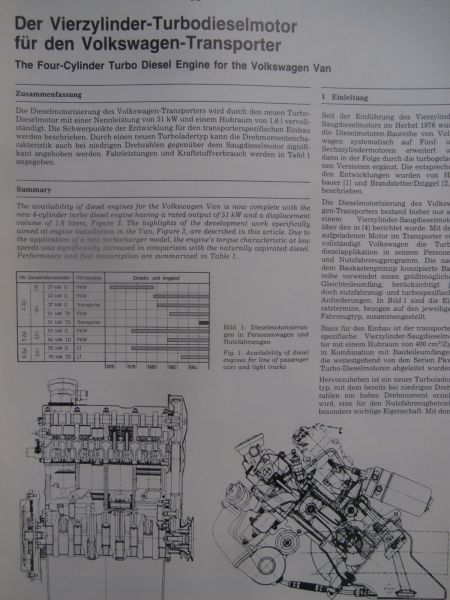 Motortechnische Zeitschrift 3/1985 VW T3 Transporter Turbodieselmotor,VW 16V Motoren,