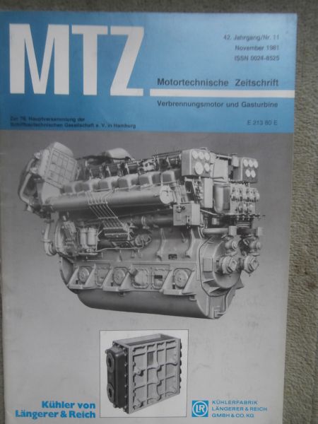 Motortechnische Zeitschrift 11/1981 Sulzer M40-Motro,BMW Marine Turbodieselmotor D150,