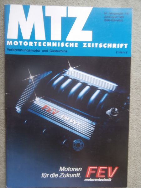 Motortechnische Zeitschrift 7-8/1993 neue 4-Ventil Dieselmotoren Mercedes Benz,Audi V6 2.6l Motor,VW Golf3,