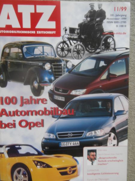 Automobiltechnische Zeitschrift 11/1999 100 Jahre Automobilbau bei Opel,neue Audi S6,