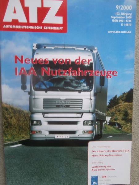 Automobiltechnische Zeitschrift 9/2000 MAN F2000 Evolution,Unimog Generatin, Mercedes Benz Cito,Opel Agila