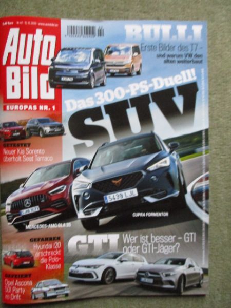 Auto Bild 42/2020 Cupra Formentor vs. AMG GLA 35, Hyundai i20 1.0T-GDI,BMW 320d Xdrive G21,XT4,Sorento 2.2CRDI vs. Tarraco