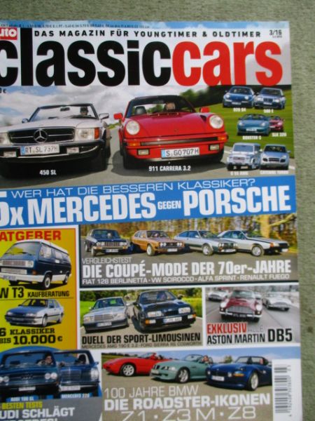 auto zeitung classiccars 3/2016 Fiat 128 berlinetta vs. VW Scirocco vs. Alfa Sprint vs. Fuego, 190E 3.2 vs. Sierra RS Cosworth