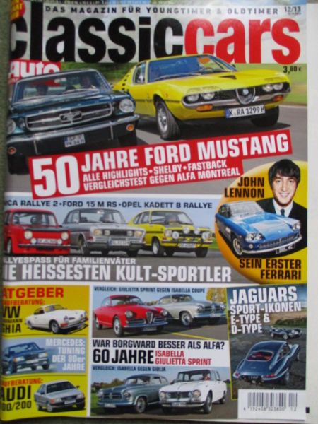 auto zeitung classiccars 12/2013 50 Jahre Ford Msutang vs. Alfa Montreal,Kaufberatung Audi 100/200 Typ44,E-Type und D-Type