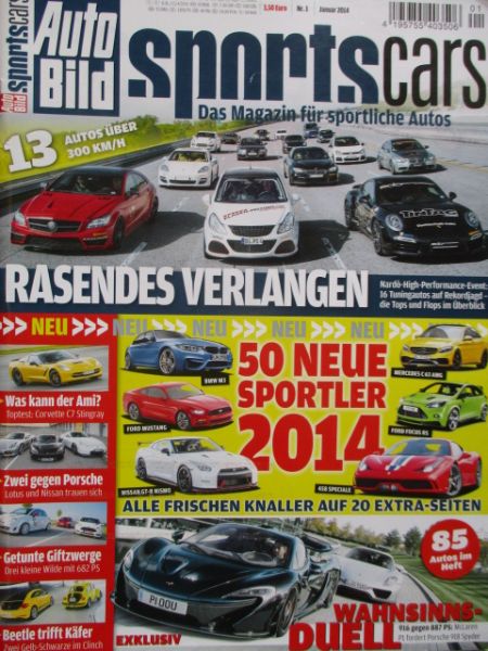 Auto Bild sportscars 1/2014 Honda Civic Type R,Lotus Exige S vs. 370Z Nismo vs. Cayman S,Musketier DS5 de dieux