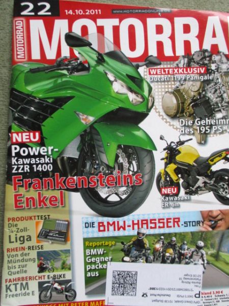 Motorrad 22/2011 EBR 1190RS,Honda CRF 250R und 450R,KTM Freeride E,BMW F800R vs. Suzuki GSR 750,