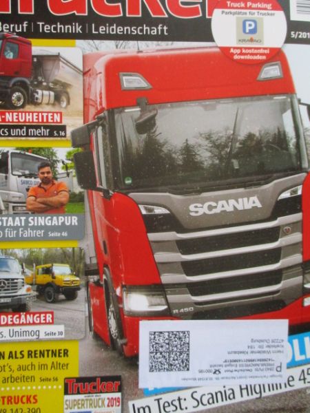 Trucker 5/2019 Scania R142/390,Mitsubishi L200,Scania R 450 Highline,Zetros vs. Unimog,