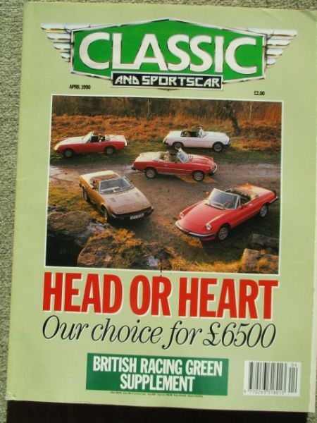 Classic & Sports Car 4/1990 Mercedes Benz SL /SC R107,Alfa Romeo 158/9,Fiat 124 Spider,Alfa Spider,MGB,Jensen-Healey,Triumph TR7