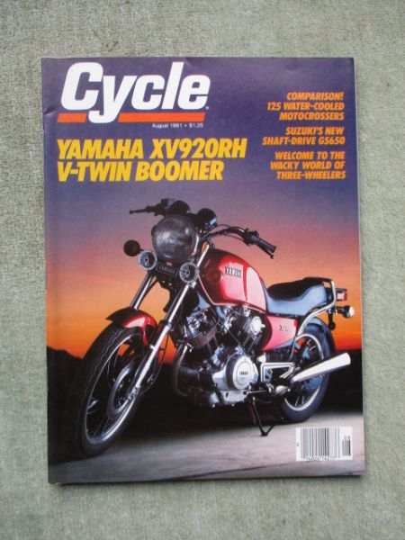 Cycle August 1981 Yamaha XV920RH V-Twin Boomer,Suzuki GS650GX,