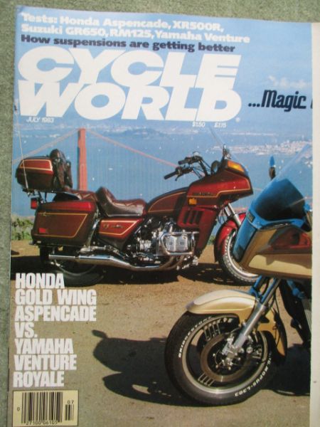 Cycle World July 1983 Honda GL1100 Aspencade vs. Yamaha 1200 Venture Royale,Suzuki RM125,Honda XR500R,