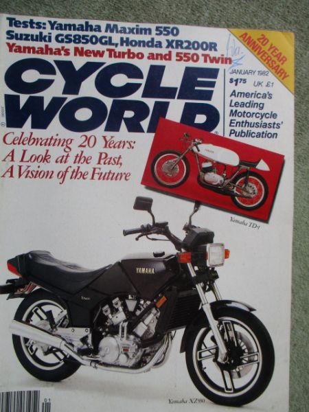 Cycle World January 1982 Yamaha YZ55,Yamaha TD-1,Suzuki GS850GL,Honda XR200R,Yamaha XJ550 J Maxim