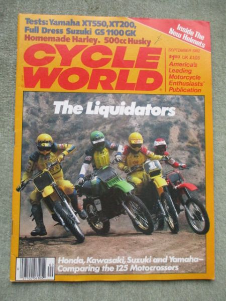 cycle world September 1982 Yamaha XT550,XT200,Honda CR125,Suzuki RM125,Yamaha YZ125,Suzuki GS1100GK,