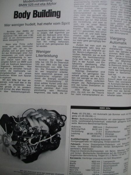 auto revue 5/1983 BMW 525eta E28,Mitsubishi Tredia 1600GLS,Mazda 323 Sedan,Nissan Prairie,Fiat Uno 50S,