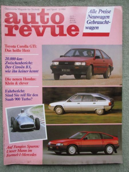 auto revue 1/1984 Suzuki SA 310,Honda Civic, Dauertest Citroen BX, Volvo 760 Turbo, Saab 900 turbo, Toyota Corolla Coupé GTi