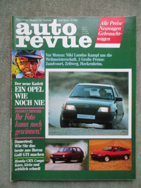 auto revue 9/1984 Opel Kadett E, Volvo 740,Honda CRX Coupé,Maserati Biturbo,Langstreckentest VWGolf II GTi,