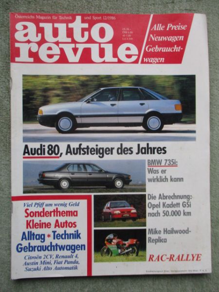 auto revue 12/1986 Dauertest Opel Kadett E GSi,BMW M5 E28,735i E32, Audi 80 Typ89,mike hallwood Ducati Replica