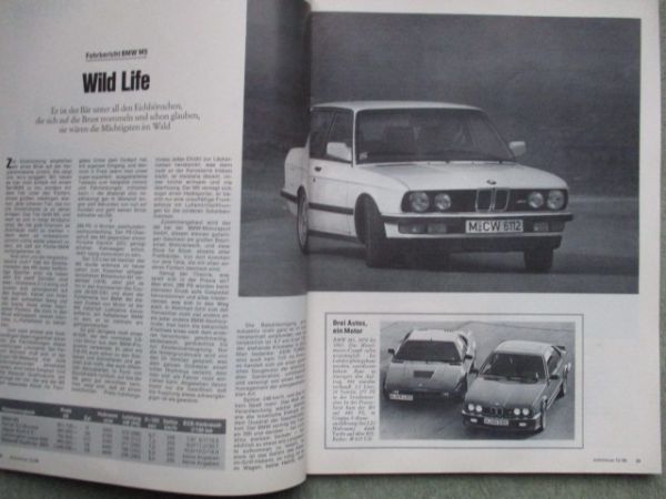 auto revue 12/1986 Dauertest Opel Kadett E GSi,BMW M5 E28,735i E32, Audi 80 Typ89,mike hallwood Ducati Replica