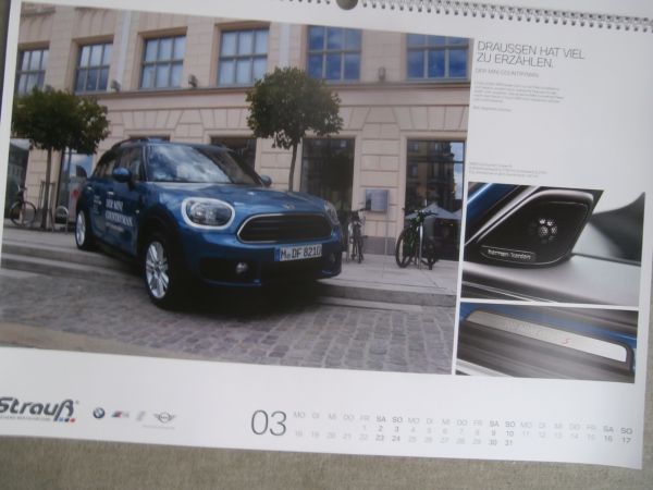 Strauß BMW Mini Kalender 2019 42x59cm Mini Cooper S Countryman,G20,8er Cabriolet,i8 Roadster,8er Coupé G15,Z4 G29,X7 G01