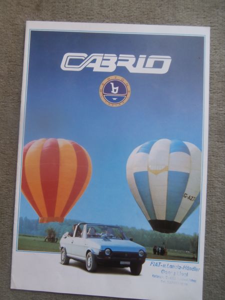 Fiat Bertone Cabrio 63kw/85ps Prospekt Deutsch März 1982 Rarität