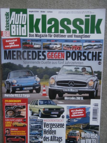 Auto Bild klassik 10/2014 911 2.2 Targa,280SL Pagode,356B Super 90,911T,SLK230 R170 vs. Boxster,VW Passat B1,