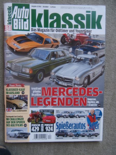 Auto Bild klassik 12/2016 C111, W123,Mercedes Benz 600 (W100),Ford Sierra,Citroen BX,Porsche 429 vs. 924,