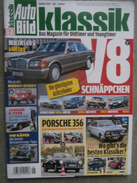 Auto Bild klassik 6/2014 Mercedes Benz 420SE W126,Simca Vedetta,BMW 540i E34,Rover Vitesse,HP Baxxter und sein E-Type