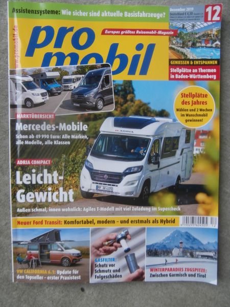 pro mobil 12/2019 Adria Compact Plus DL, VW California 6.1,Weinsberg Outlaw,Dreamer Select D68,