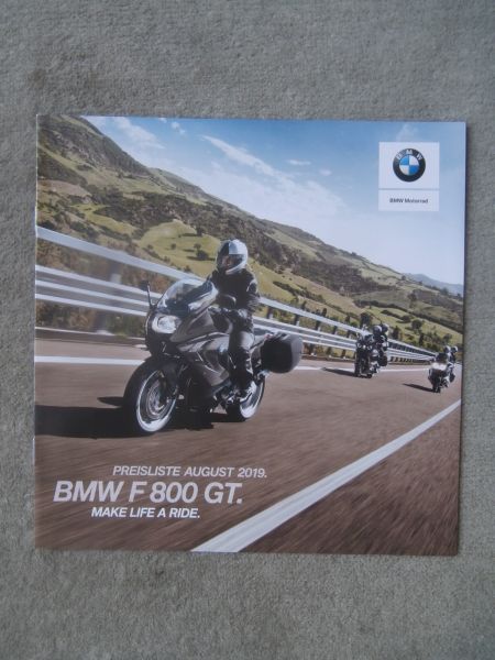 BMW F800 GT Preisliste August 2019