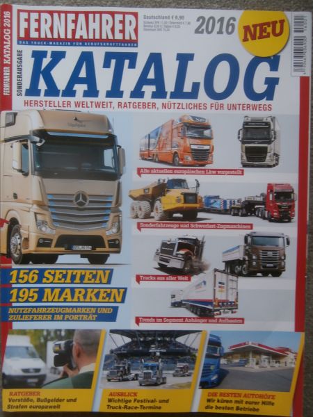 Fernfahrer Katalog 2016 Hersteller weltweit,Ratgeber, 195 Marken +Trucks aus aller Welt