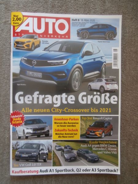Auto Strassenverkehr 8/2020 VW Golf VIII 2.0TDI,Grandland X Hybrid4,Captur TCe 155,