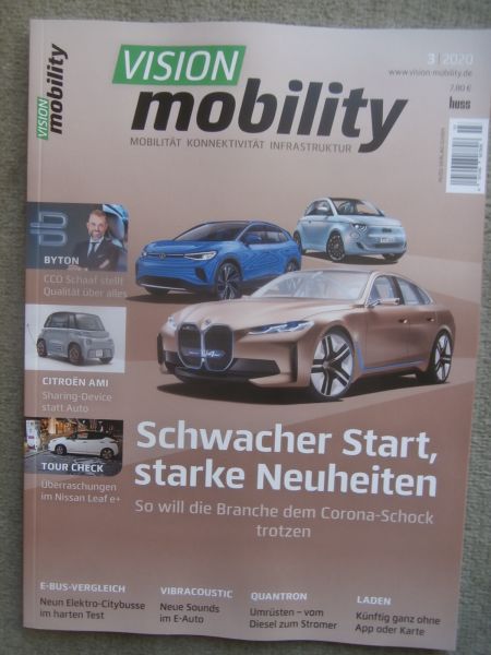 Vision mobility 3-2020 Citroen AMI,Nissan Leaf e+,Vergleichstest Audi e-tron 55 quattro vs. Nio ES8,Volvo V60 T8,