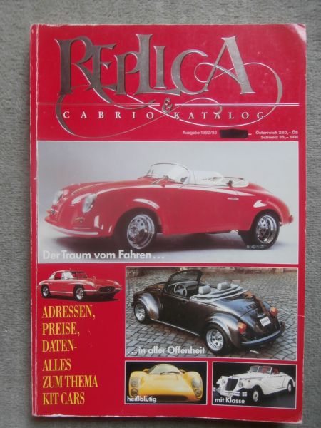 Replica & Cabrio Katalog 1992/93 AC Cobra +Lota T70,Apal Fiero,Beauford Tourer,Bonito,Sonic