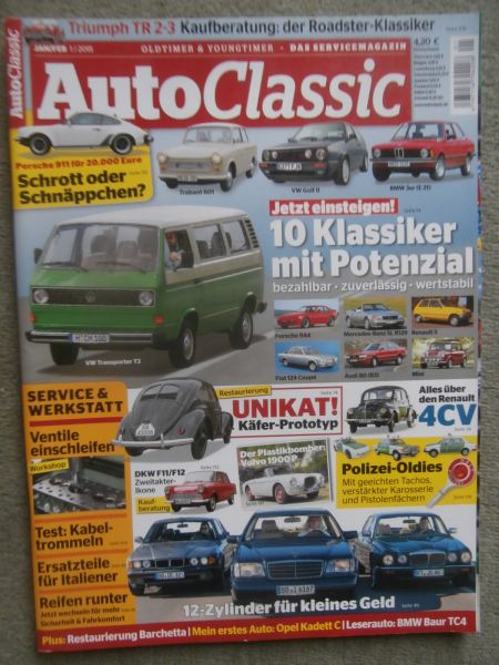 AutoClassic 1/2015 Trabant 601,BMW 3er E21,VW Golf2,VW T3,Käfer Unikat,DKW F11/12,BMW Baur TC4 E36,R4 CV