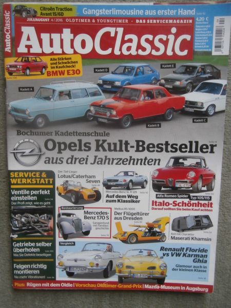 AutoClassic 4/2016 Mercedes Benz SL R129, Opel Kadett A-E,Alfa Spider Typ 105/115,Maserati Khamsin,