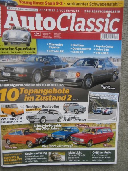 AutoClassic 2/2019 Porsche 356 Speedster,Saab 9-3,BMW 2000 touring vs. Ascona Voyage 1.6SR vs. Audi 60 Variant