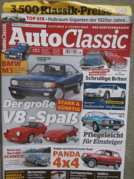 AutoClassic 3/2019 560SEC C126,BMW M3 E30,Triumph Spitfire vs. MG Midget,Ford Granada Mk2,Panda 4x4,W 1600L,C4 vs. 928GT
