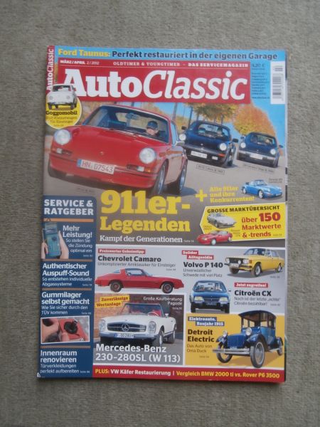 AutoClassic 2/2012 Porsche 911 2.4 vs. 911SC Cabrio vs. 911 C2 Targa (964),Chevrolet Camaro, Pagode W113,Volvo P140