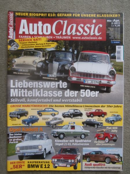 AutoClassic 2/2011 Opel Olympia Rekord vs. 180 vs. Taunus 17M P2,PV444,Isabella,Sunbeam Rapier,Moskwitsch 403,Shiguli 21-03