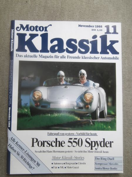 Motor Klassik 11/1988 Porsche 550 Spyder,Restaurierung Fiat 500,Citroen 5CV,Mercedes 600 W100,