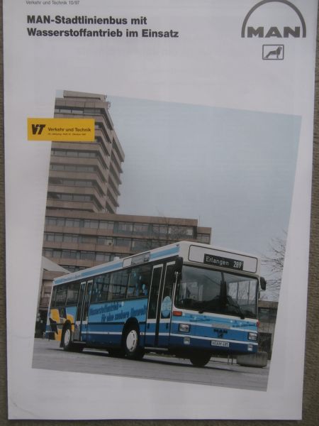 MAN Stadtlienienbus mit Wasserstoff Antrieb im Einsatz Sonderdruck 10/1997