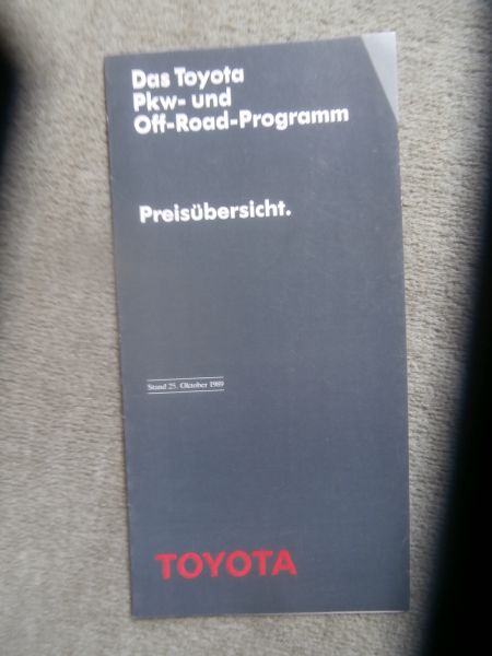 Toyota Preisliste 1.7.1990 Starlet Corolla Carina Celica Camry MR2 Supra Model F +Landcruiser +4-Runner Hilux
