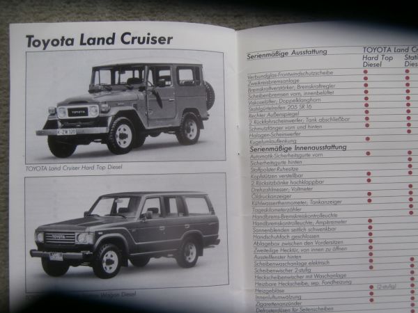 Toyota Preisliste 16. Januar 1985 Starlet Tercel Corolla Carina Camry Celica Supra Model F Land Cruiser