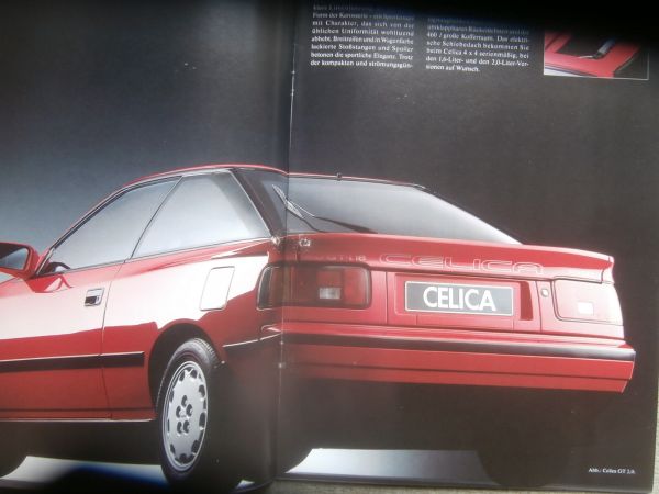Toyota Celica GT (T16) 1.6 2.0 +Cabrio +Turbo Allrad Katalog 3/1988 +Technische Datenblatt