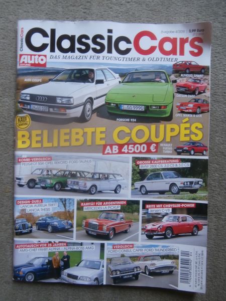 Auto Zeitung classiccars 4/2019 Peugeot 504 Kombi vs. Rekord D Caravan vs. Taunus, BMW 2800CS 3.0C E9,Jensen C-V8