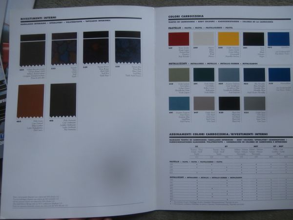 Fiat Bravo Karosseriefarben und Polsterstoffe Katalog Oktober 1999