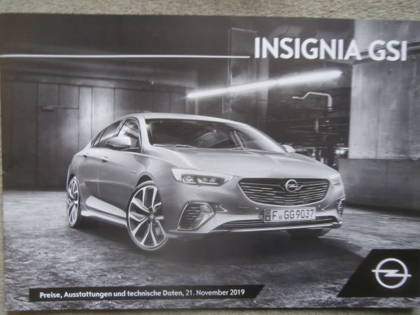 Opel Insignia GSI Preisliste 21. November 2019