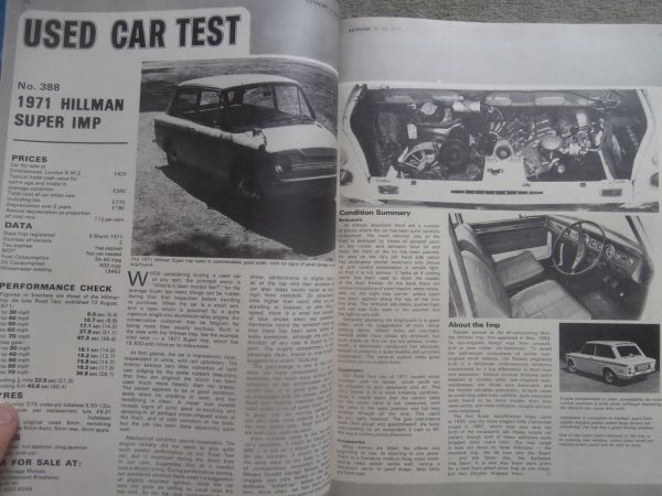 Autocar 19.7.73 Hillman Imp Car Test,Road Test Wartburg Knight